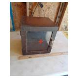 WOOD RED CROSS DR'S CABINET / ALL GLASS INTACT