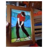 STAINED GLASS GOLFER 18" X 13"