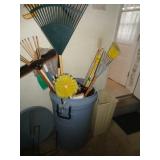 GARBAGE CAN WITH GARDEN TOOLS GARBAGE CAN WITH GARDEN TOOLS