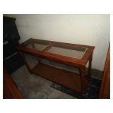 SOFA TABLE WITH GLASS TOP 48' L X 14' W X 28' T SOFA TABLE WITH GLASS TOP 48' L X 14' W X 28' T