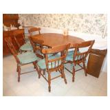 TELL CITY TABLE /6 CHAIRS 2 LEAFS 58'LX40'WX30'T TELL CITY TABLE /6 CHAIRS 2 LEAFS 58'LX40'WX30'T