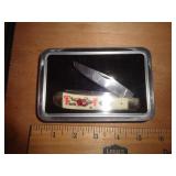 HAPPY HOLIDAYS FROST CUTLERY 2 BLADE KNIFE  SANTA