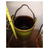 WOOD BUCKET WITH WROUGHT IRON HANDLE / LR