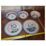 HADLEY GROUP OF 5 ITEMS /SOME CHIPS ON BOWLS / DR