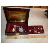 JEWELRY BOX WITH SOME COSTUME JEWELRY