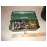 OLD SMALL METAL TOOL BOX WITH TOOLS
