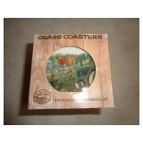 GREEN TRACTOR GLASS COASTERS YOU GET 5 SETS