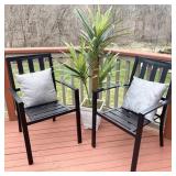 2PC WROUGHT IRON PATIO DINING CHAIRS