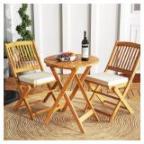 3PC FOLDING WOOD PATIO BISTRO SET