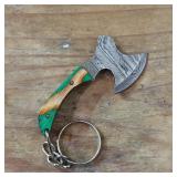 DAMASCUS STEEL HATCHET KEYCHAIN