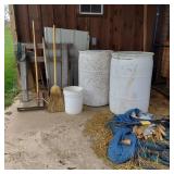 WHITE BARRELS, SAW HORSES, MISC