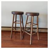 PAIR OF WOOD STOOLS