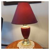 PAIR BRASS & CERAMIC LAMPS