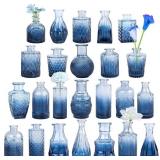 24PC BLUE GLASS BUD VASES