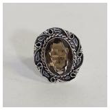 SZ 6 SMOKEY QUARTZ COSTUME RING