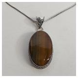 TIGER EYE PENDANT COSTUME NECKLACE