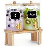 2PK DRINK DISPENSERS W/WOOD STAND