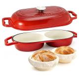 ENAMELED CAST IRON DOUBLE DUTCH OVEN