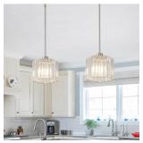 2PK CRYSTAL PENDANT LIGHT FIXTURES