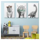 TRIO 12X16 DINOSAUR WALL ART