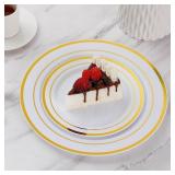 200 PC WHITE & GOLD PLASTIC PLATES