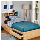 TWIN BOOKCASE STORAGE BED *2 WOOD FINISH COLORS