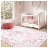 5X7 PINK BOW WASHABLE CARPET