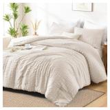 FULL SEERSUCKER BEIGE DUVET COVER SET