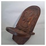 AFRICAN WOOD CARVED FLOOR CHAIR