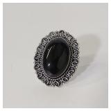 SZ 6 BLACK ONYX COSTUME RING
