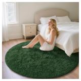 5FT ROUND GREEN SHAG AREA RUG