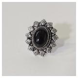 SZ 6 BLACK ONYX COSTUME RING