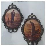 PAIR 17" VINTAGE MILLET PRINTS