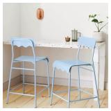 PAIR 24" BLUE METAL STOOLS