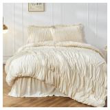 QUEEN 3PC RUCHED COMFORTER SET