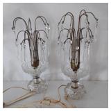 PAIR 17" CRYSTAL BOUDOIR LAMPS