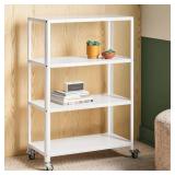 44" 3-SHELF ROLLING METAL BOOKCASE
