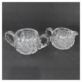 HAND CUT CRYSTAL SUGAR BOWL & CREAMER