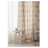 PAIR 30 x 96 FLORAL LINEN CURTAINS