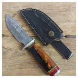 DAMASCUS STEEL FIXED BLADE KNIFE