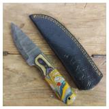 DAMASCUS STEEL FIXED BLADE KNIFE