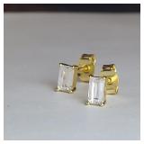 925 EMERALD CUT CZ STUD EARRINGS