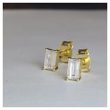 925 EMERALD CUT CZ STUD EARRINGS