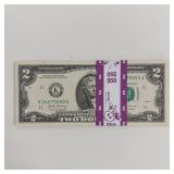 $50 UNCIRCULATED 2 DOLLAR BILLS