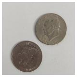2 - EISENHOWER US DOLLAR COINS
