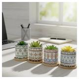 4PK 3" CERAMIC SUCCULENT POTS