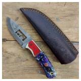 DAMASCUS STEEL FIXED BLADE KNIFE