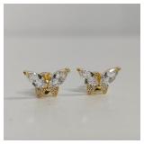 11MM BUTTERFLY STUD EARRINGS GOLD ON STERLING