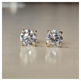 4MM STUD EARRINGS GOLD ON STERLING SILVER
