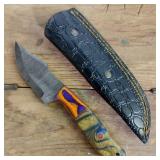 DAMASCUS STEEL FIXED BLADE KNIFE